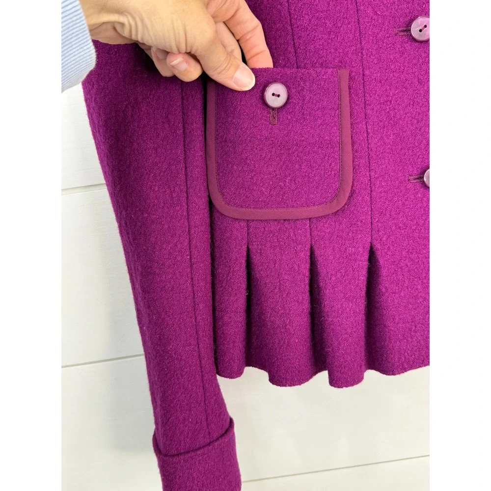 Elevenses Peplum Jacket Women 4 Wool‎ Button Front Anthropologie PURPLE FEMININE